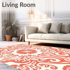 Coral Floral Swirls Pattern Rug
