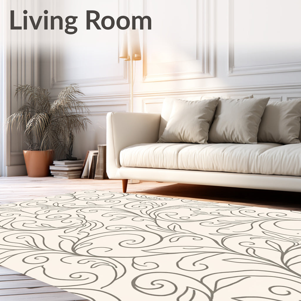 Elegant Swirl Floral Vine Pattern Rug