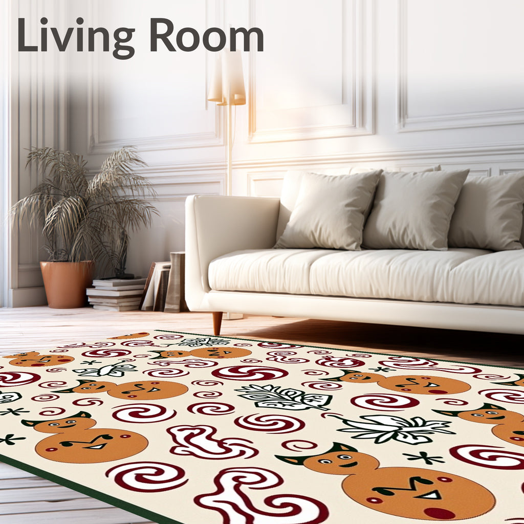 Whimsical Gingerbread Swirls Pattern Rug