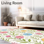 Whimsical Blooming Garden Floral Pattern Rug