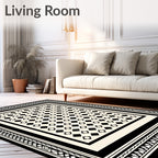 Classic Black And Cream Geometric Pattern Rug