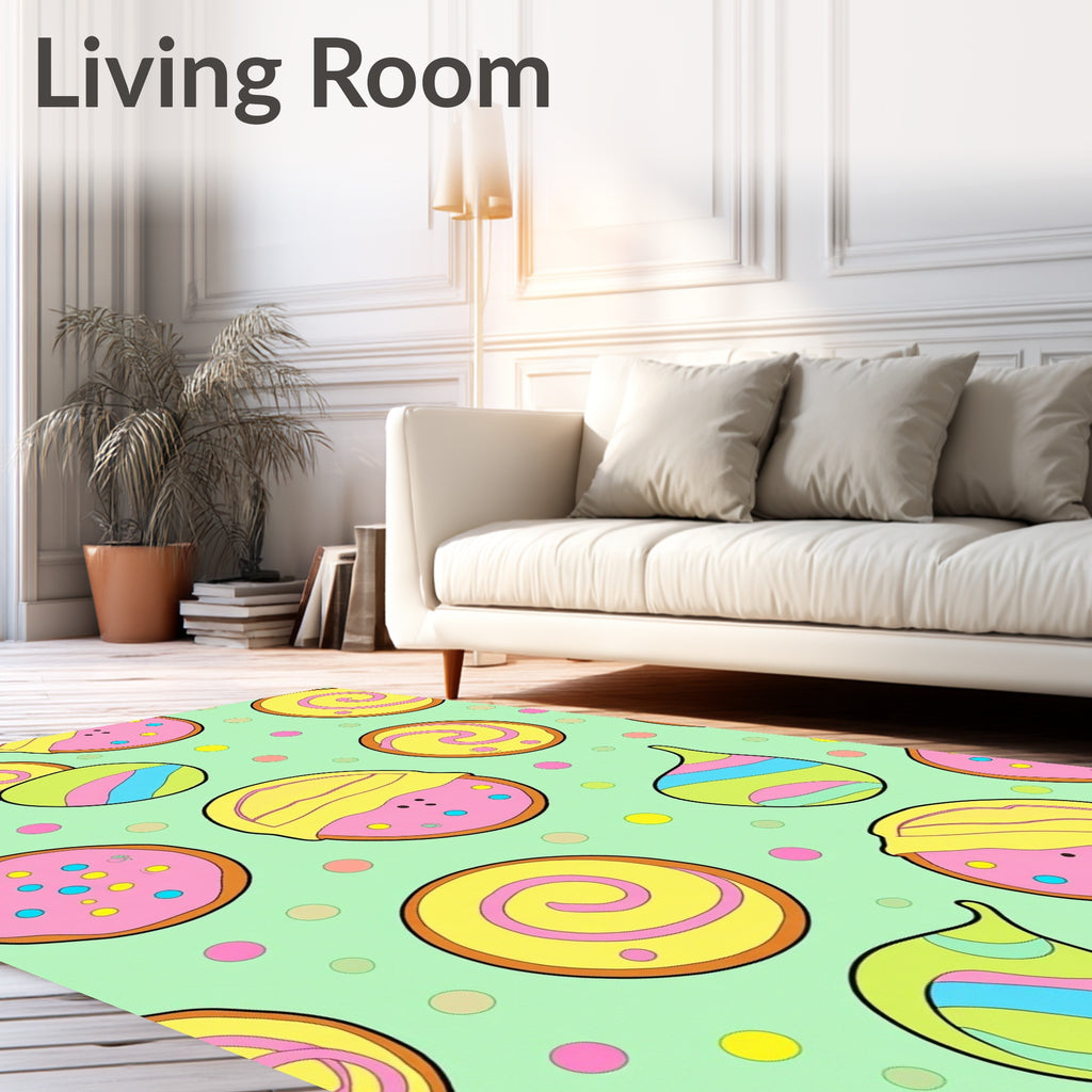 Sweet Swirl Cookie Polka Dot Pattern Rug