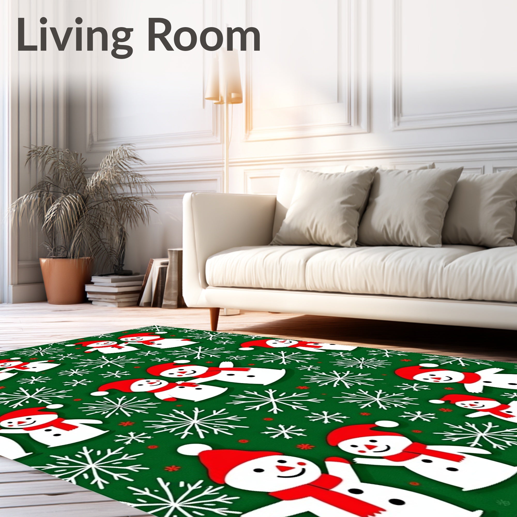 Charming Snowmen Snowflake Pattern Rug