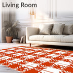 Abstract Red Houndstooth Plaid Pattern Rug