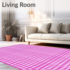 Pink Squared Grid Pattern Rug