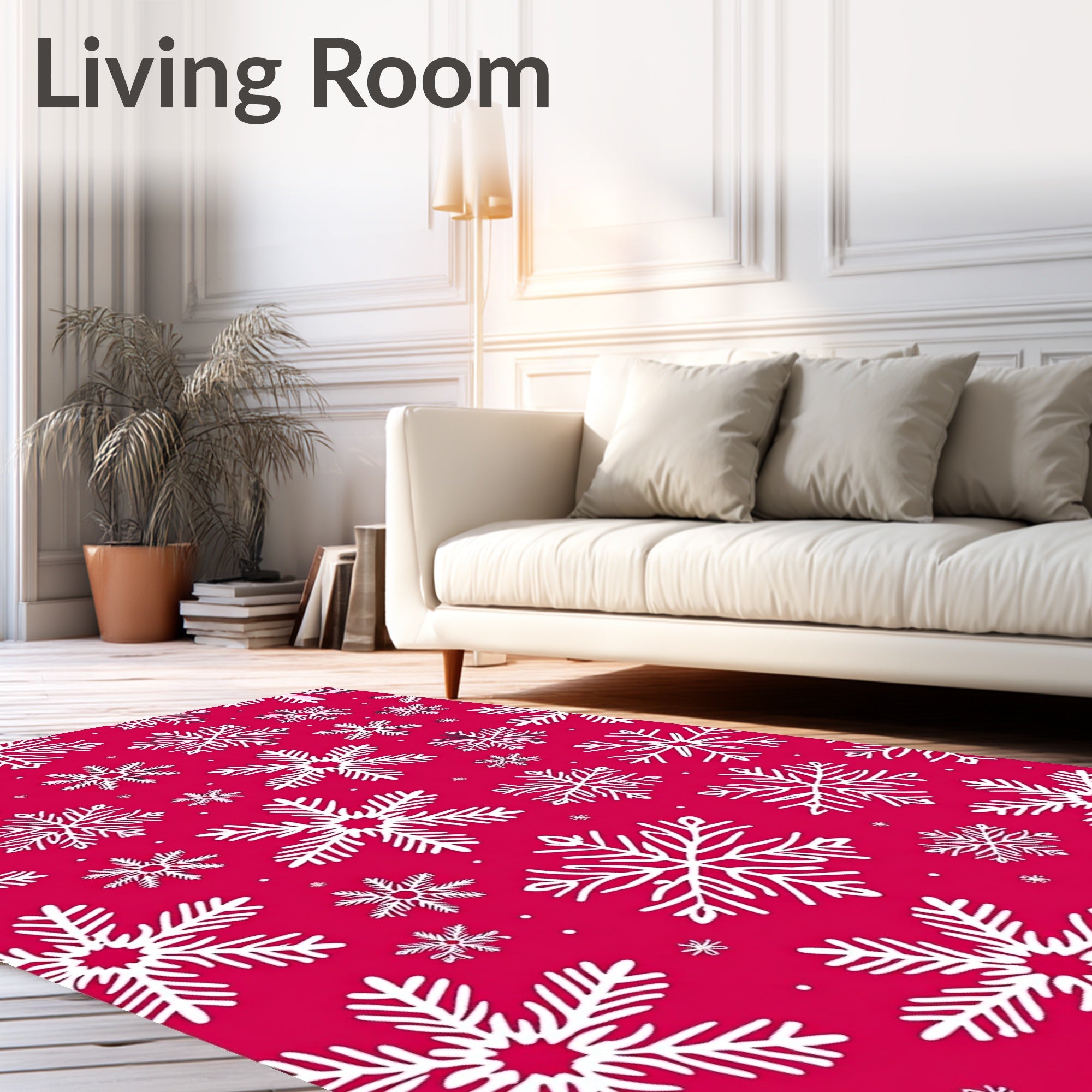 Winter Snowflake Pattern Red Rug