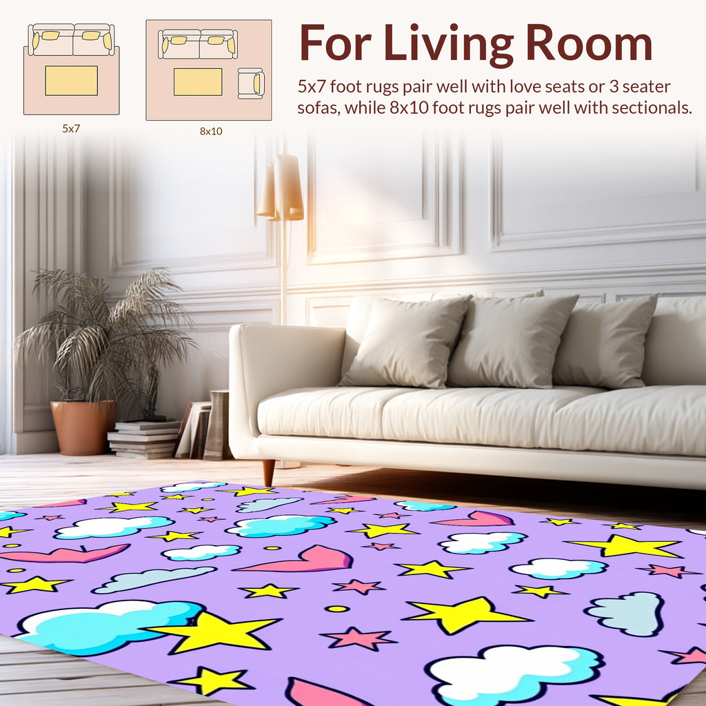 Whimsical Cloud 5-Point Star Pattern Rug