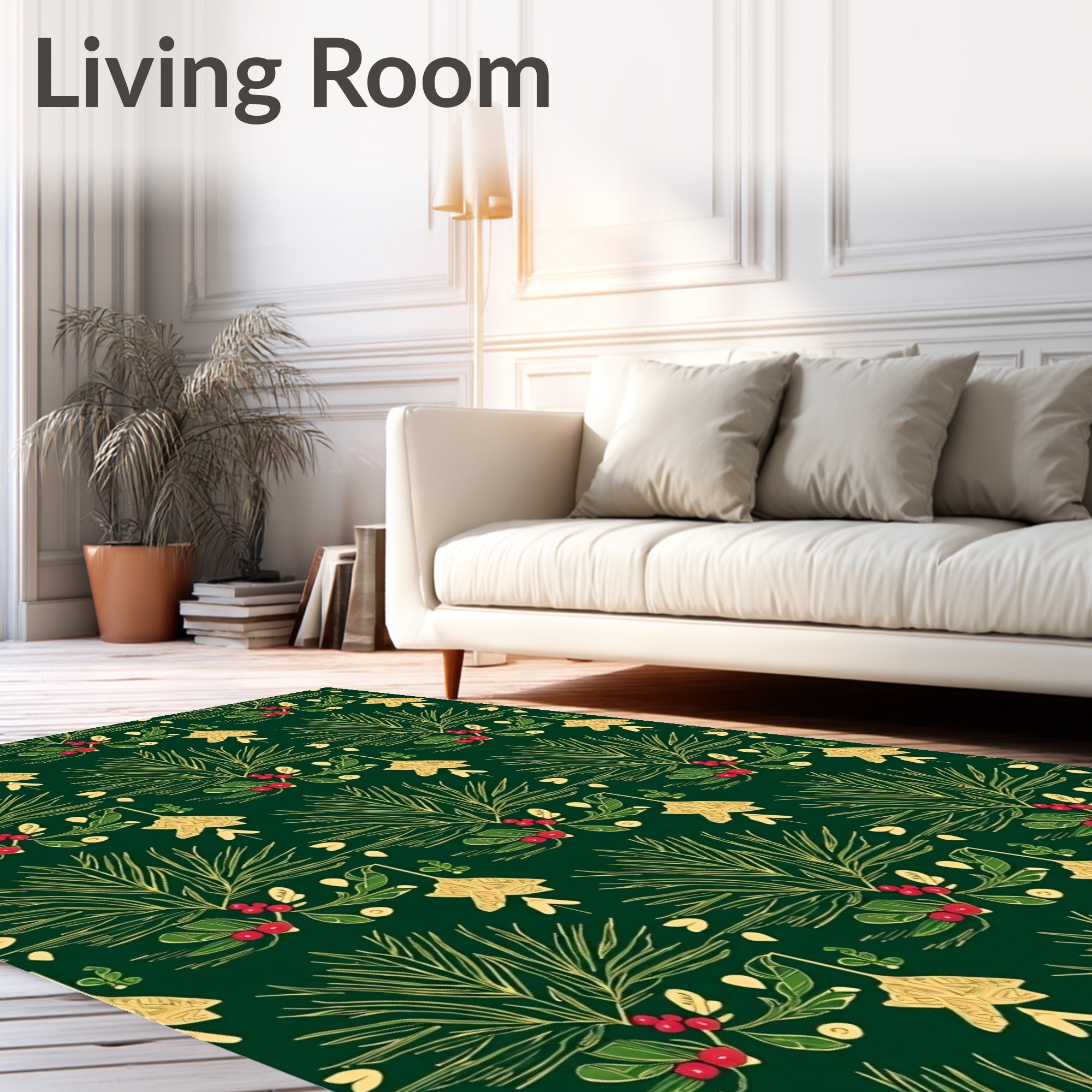 Festive Pine Berry Star Pattern Rug
