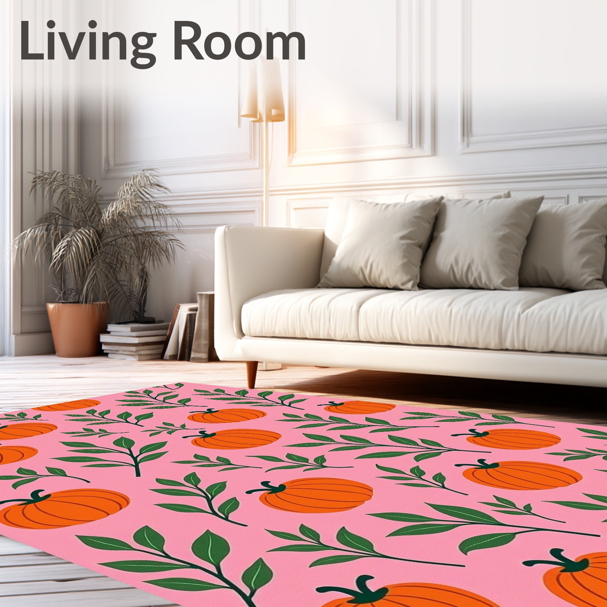 Autumn Pumpkin and Leaf Pattern Rug