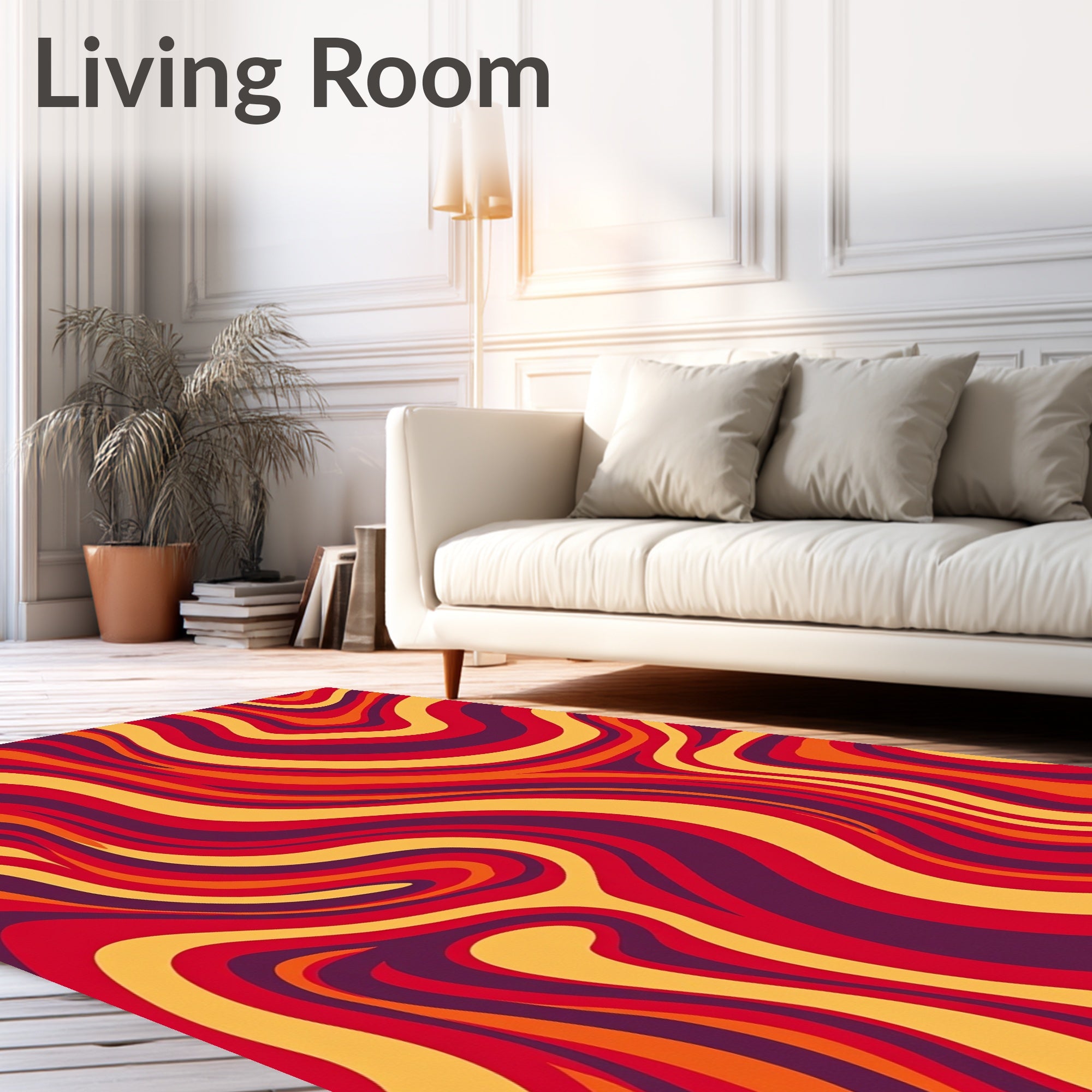 Retro Swirls Warm Tone Design Rug
