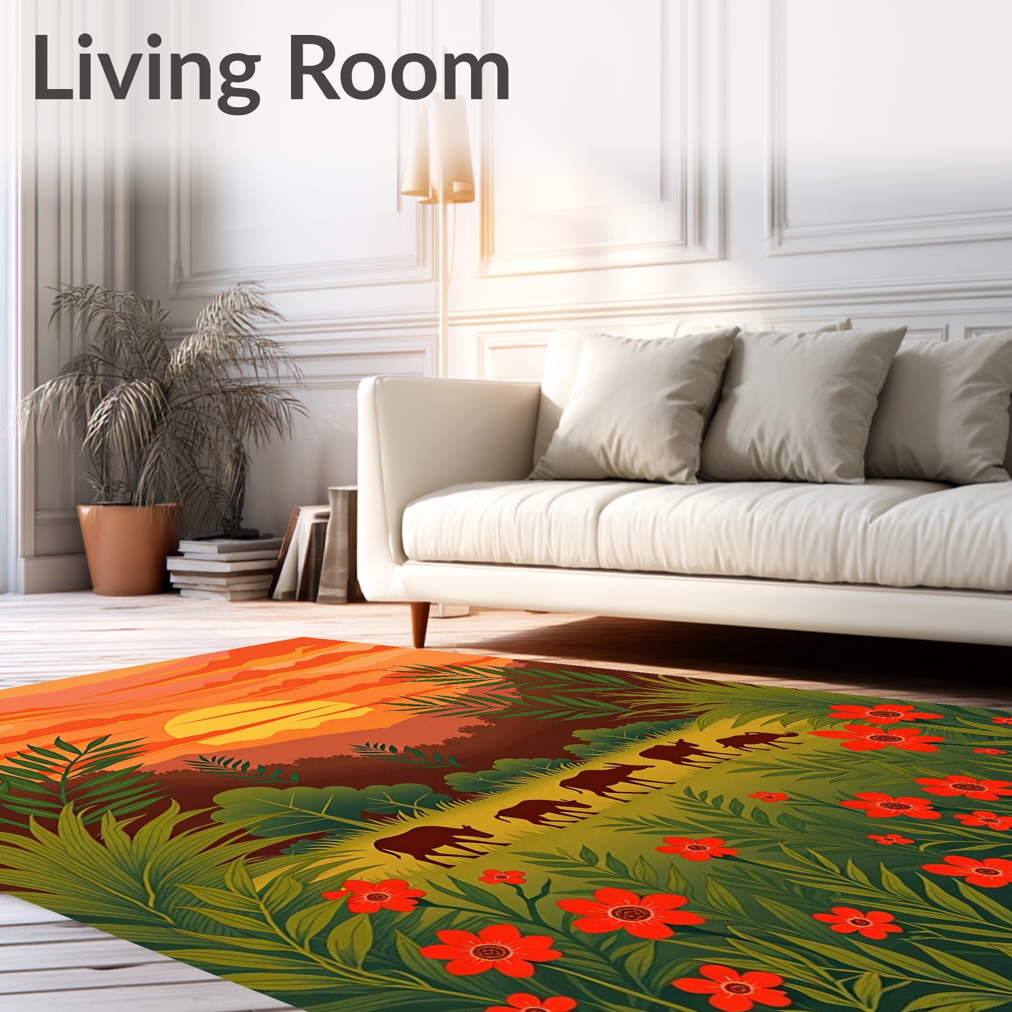 Sunrise Cattle In Lush Green Field Rug