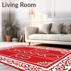 Classic Red White Ornate Scroll Rug