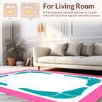 Teal Abstract Curve Pattern Rug