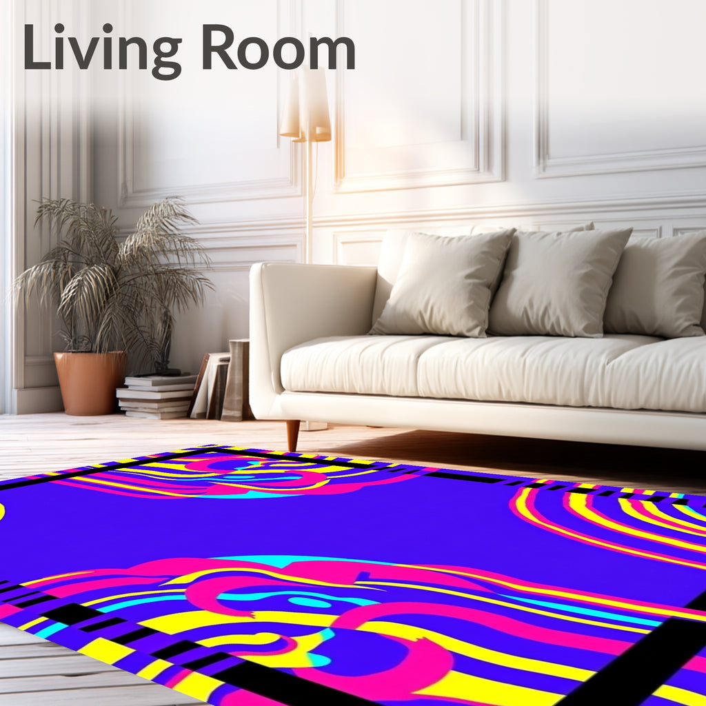 Vivid Abstract Swirl Pattern Rug