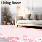 Pink Floral Delight Border Design Rug
