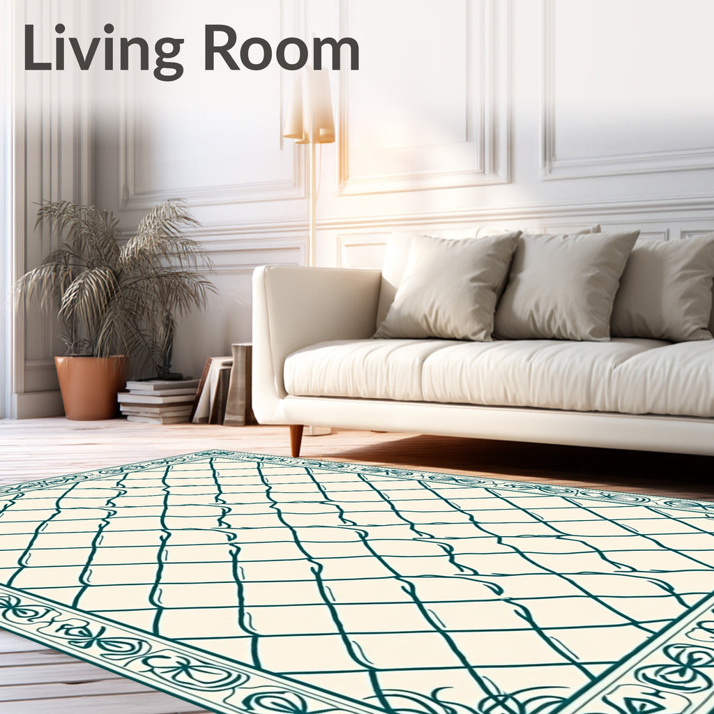 Ornate Diamond Pattern Border Rug