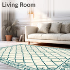 Ornate Diamond Pattern Border Rug
