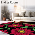 Bold Red Floral Pattern Design Rug
