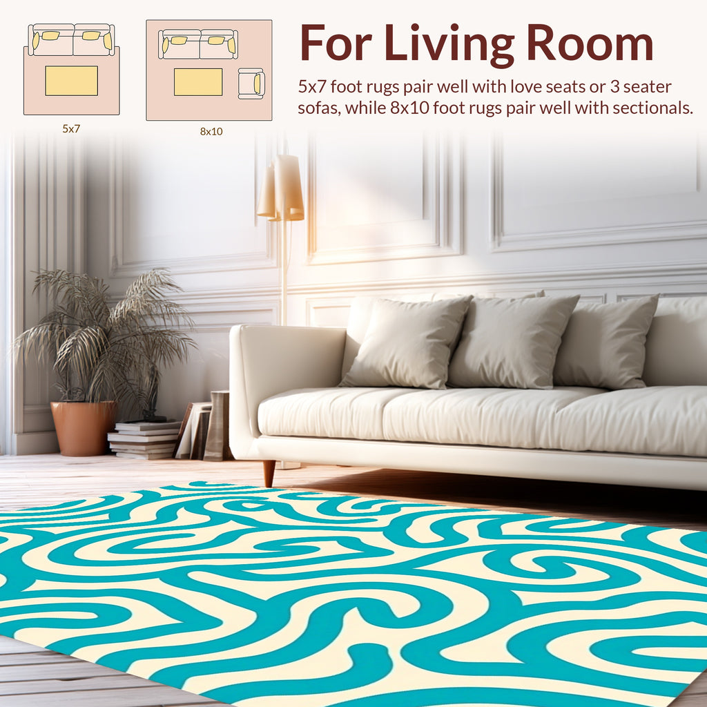 Turquoise Swirl Abstract Harmony Rug