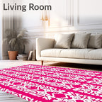 Vibrant White Abstract Geometric Repeats Rug
