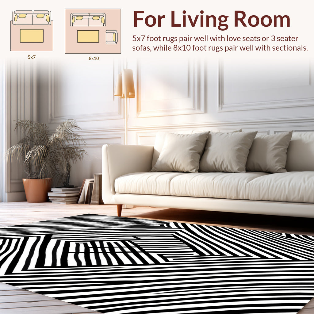 Abstract Striped Geometric Pattern Rug