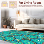 Abstract Swirls In Blue and Green Rug