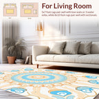 Radial Blue Orange Sunburst Pattern Rug