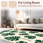 Tropical Green Leaf Pattern Rug