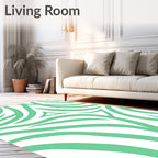 Abstract Green Wavy Stripes Pattern Rug