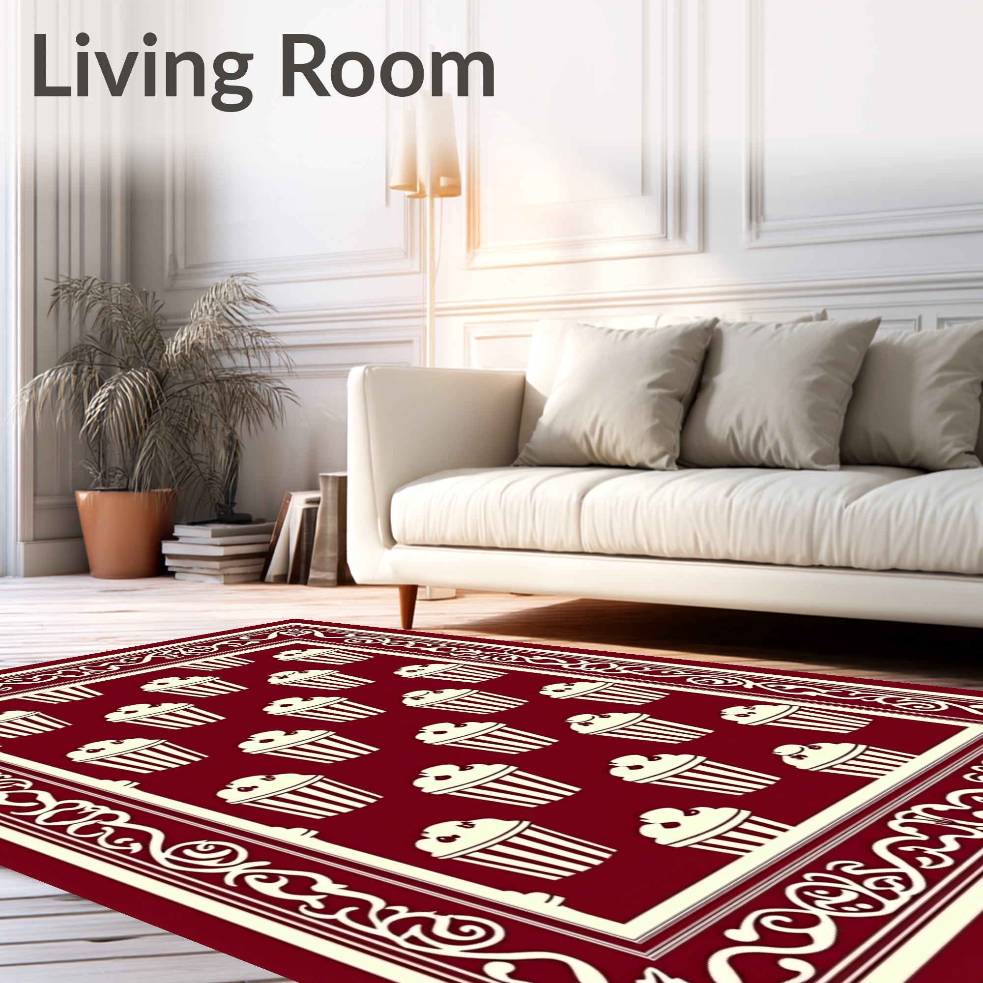 Sweet Cupcake Patterned Bordered Design Rug