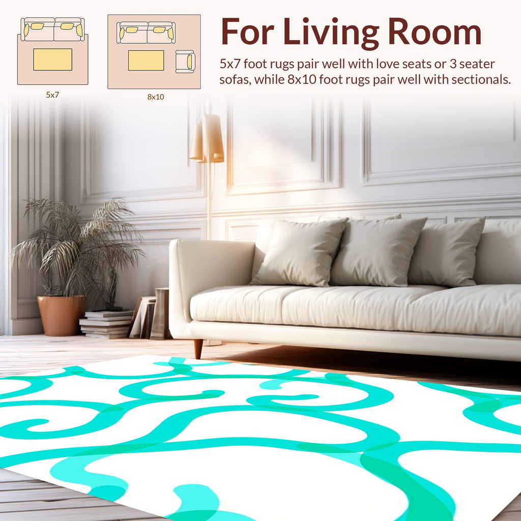 Aqua Swirl Abstract Pattern Rug