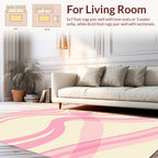 Sweet Pink Wavy Ribbon Pattern Rug