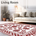 Regal Floral Bordered All-Over Design Rug