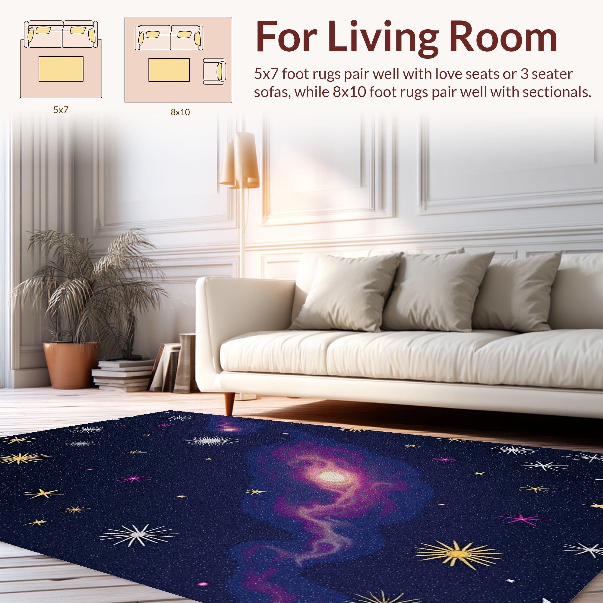 Starry Night Galaxy Pattern Rug