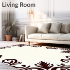 Ornate Scrollwork Floral Corner Border Rug