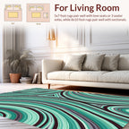 Abstract Wavy Teal Gradient Stripe Design Rug