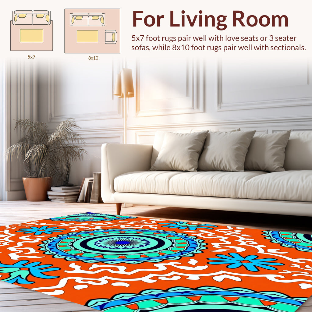 Vibrant Mandala Floral Pattern Rug