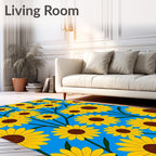 Happy Yellow Sunflower Pattern Rug