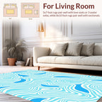 Blue Fish Flowing Wave Pattern Rug