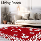 Bold Red White Floral Medallion Rug