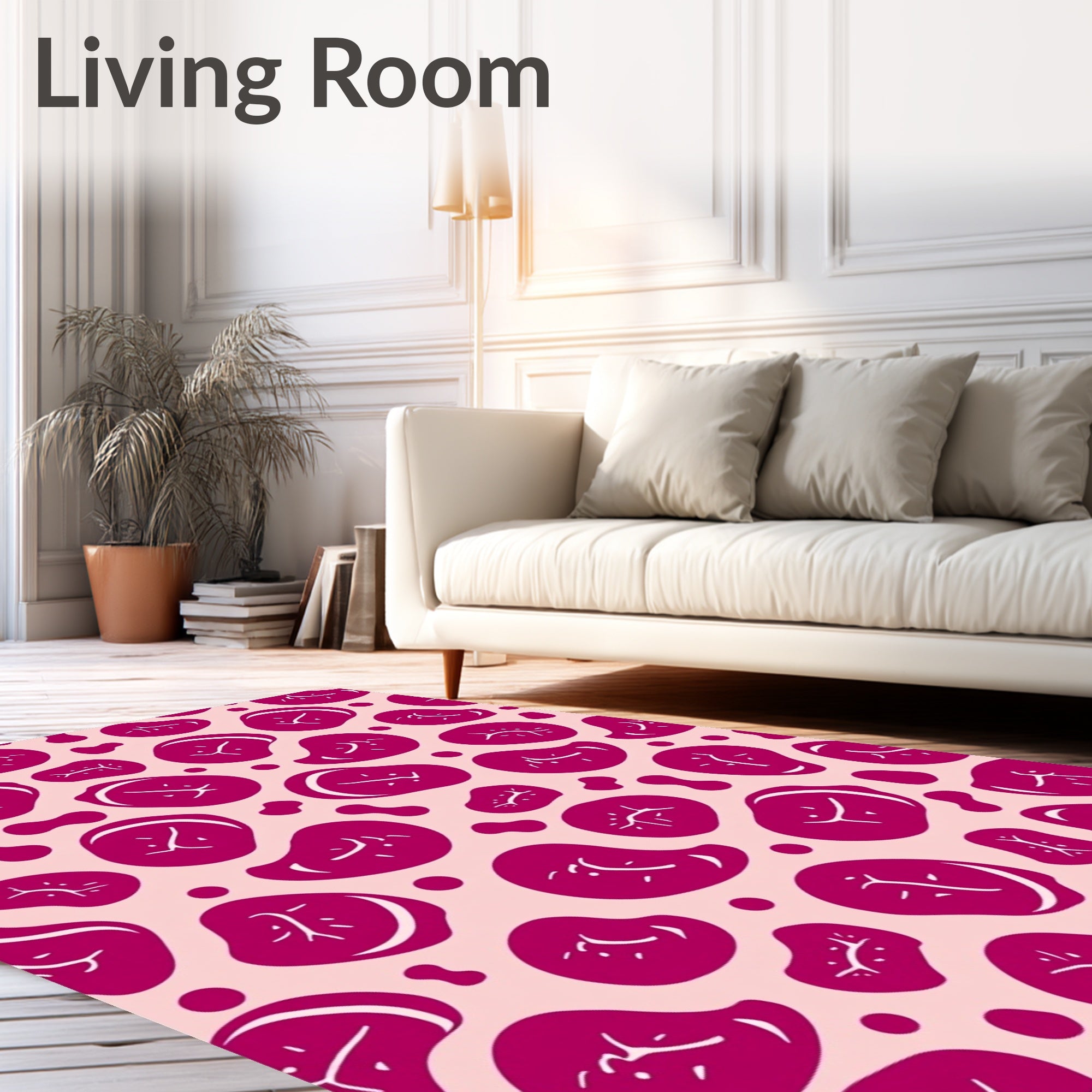 Playful Pink Steak Pattern Design Rug
