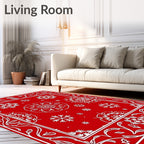Red Snowflakes Filigree Design Rug