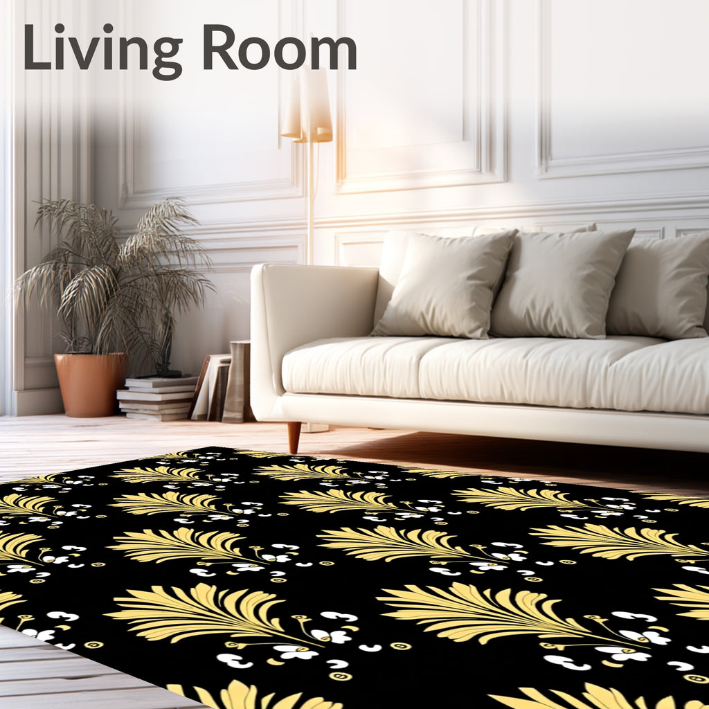 Gold Floral Classic Scroll Pattern Rug