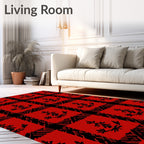Red Black Plaid Pine Tree Pattern Rug