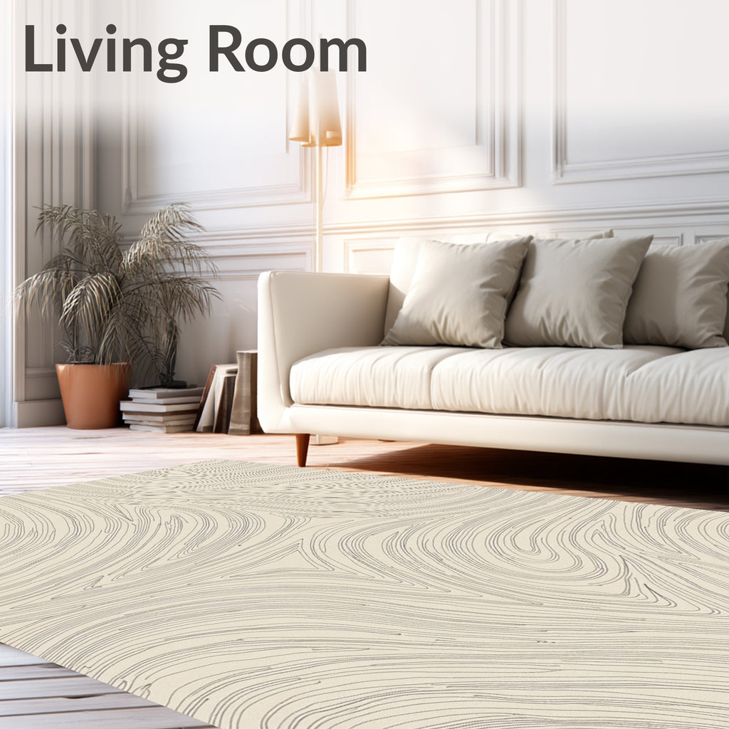 Light Beige Swirl Contour Rug