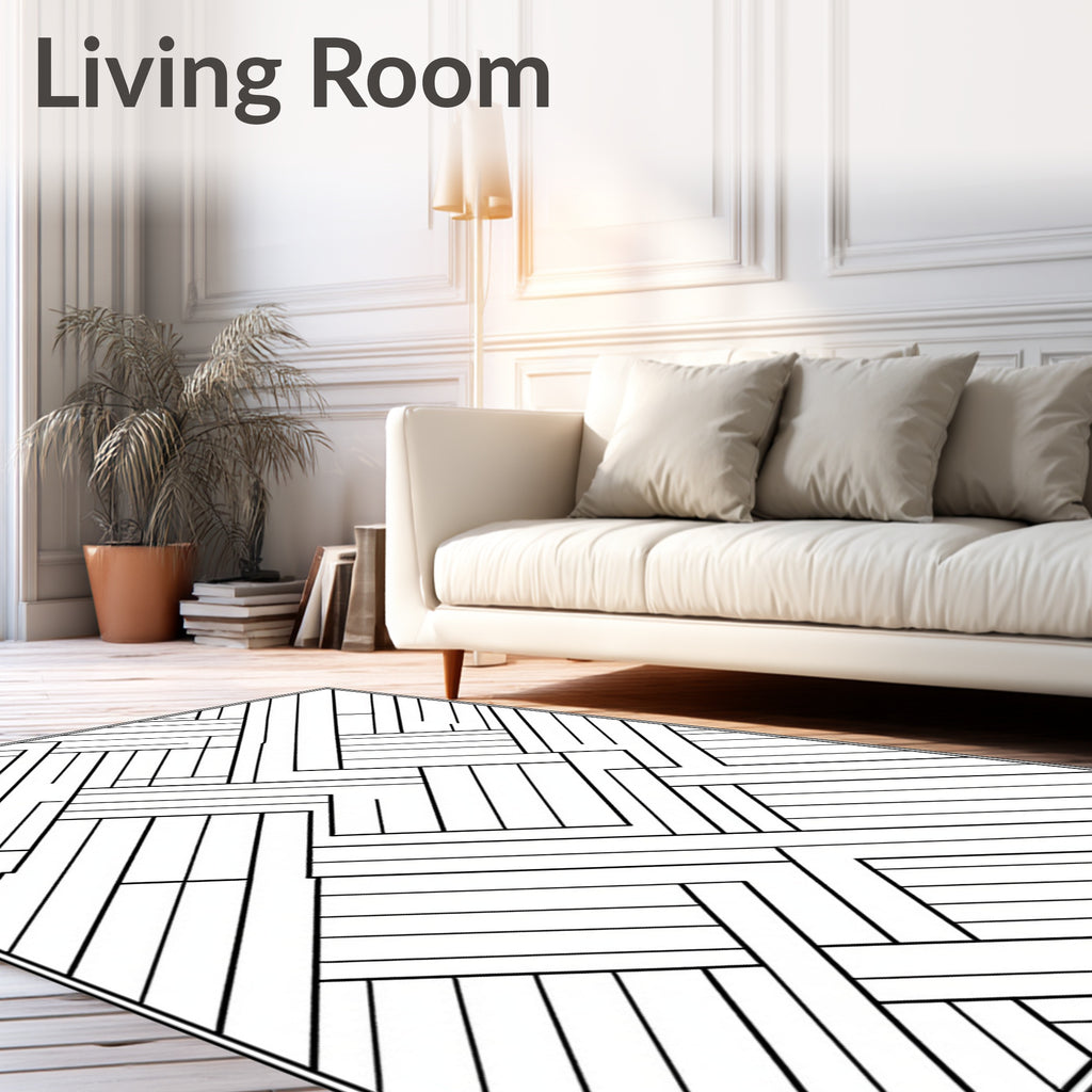 Abstract Intersecting Wood Plank Pattern Rug