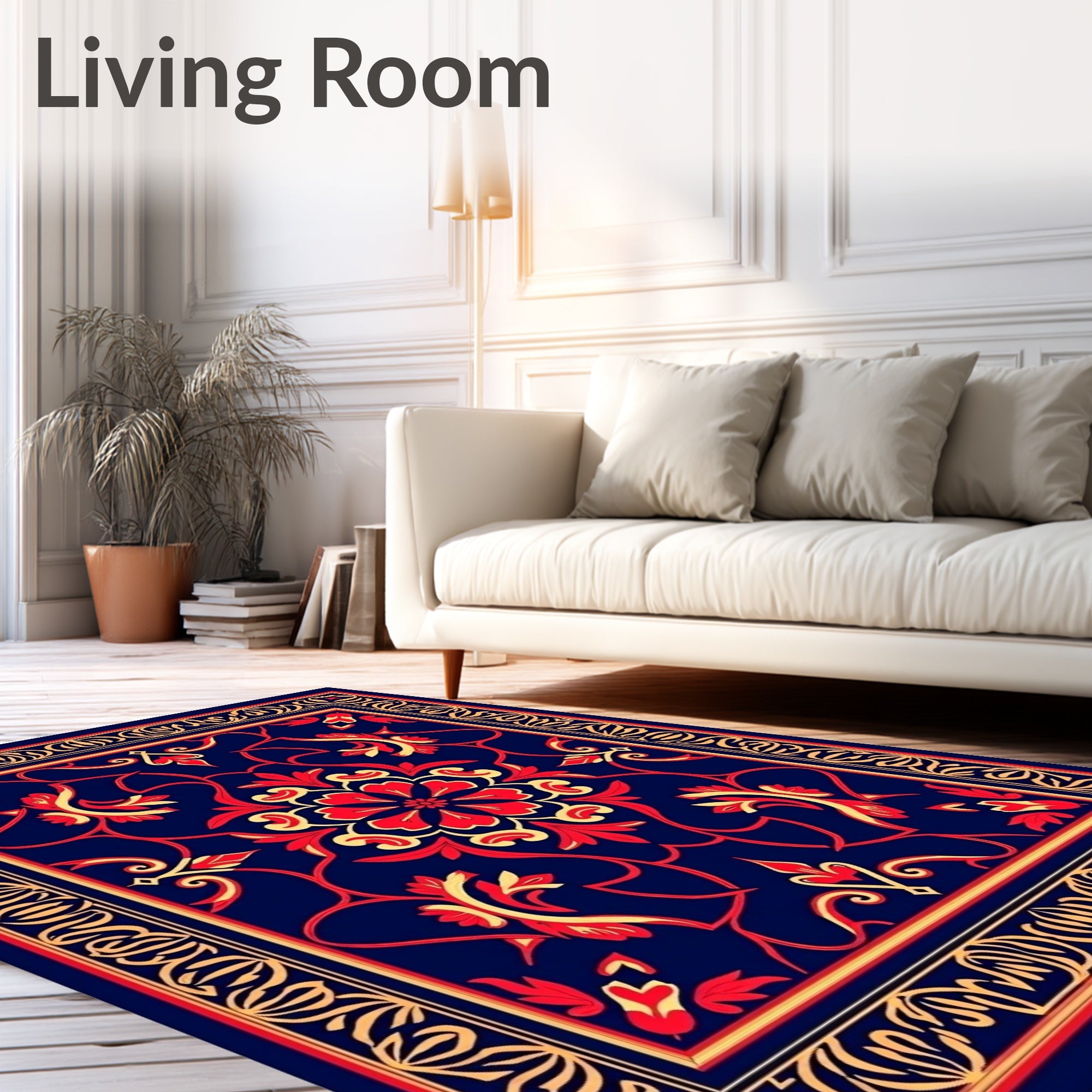 Red Floral Bordered Pattern Rug