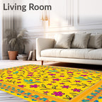 Yellow Floral Vines Design Rug