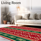 Tribal Stripe Pattern Red Green Design Rug