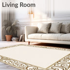 Elegant Flourish Ornate Scrollwork Border Rug